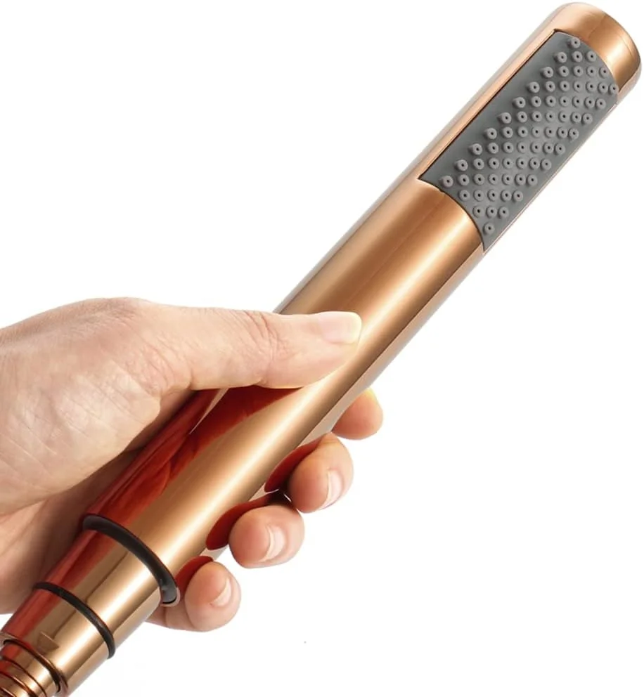 سردوش دستی، سردوش برنجی جامد با فشار بالا، سردوش دستی با جریان بالا، سر گرد با نگهدارنده دوش و شلنگ استیل 1.5 متری، ست سردوش دستی، مدل 4