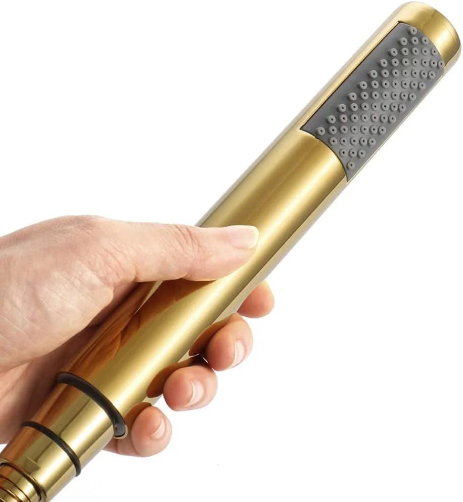 سردوش دستی، سردوش برنجی جامد با فشار بالا، سردوش دستی با جریان بالا، سر گرد با نگهدارنده دوش و شلنگ استیل 1.5 متری، مجموعه سردوش دستی، نوع 4