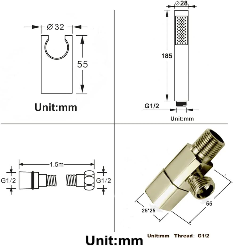 دوش دستی، دوش دستی برنجی جامد با فشار بالا، دوش دستی با جریان بالا، سر گرد با نگهدارنده دوش و شلنگ استیل 1.5 متری، ست دوش دستی، مدل 4 دوش دستی، دوش دستی برنجی جامد با فشار بالا، دوش دستی با جریان بالا، سر گرد با نگهدارنده دوش و شلنگ استیل 1.5 متری، ست دوش دستی، مدل 4
