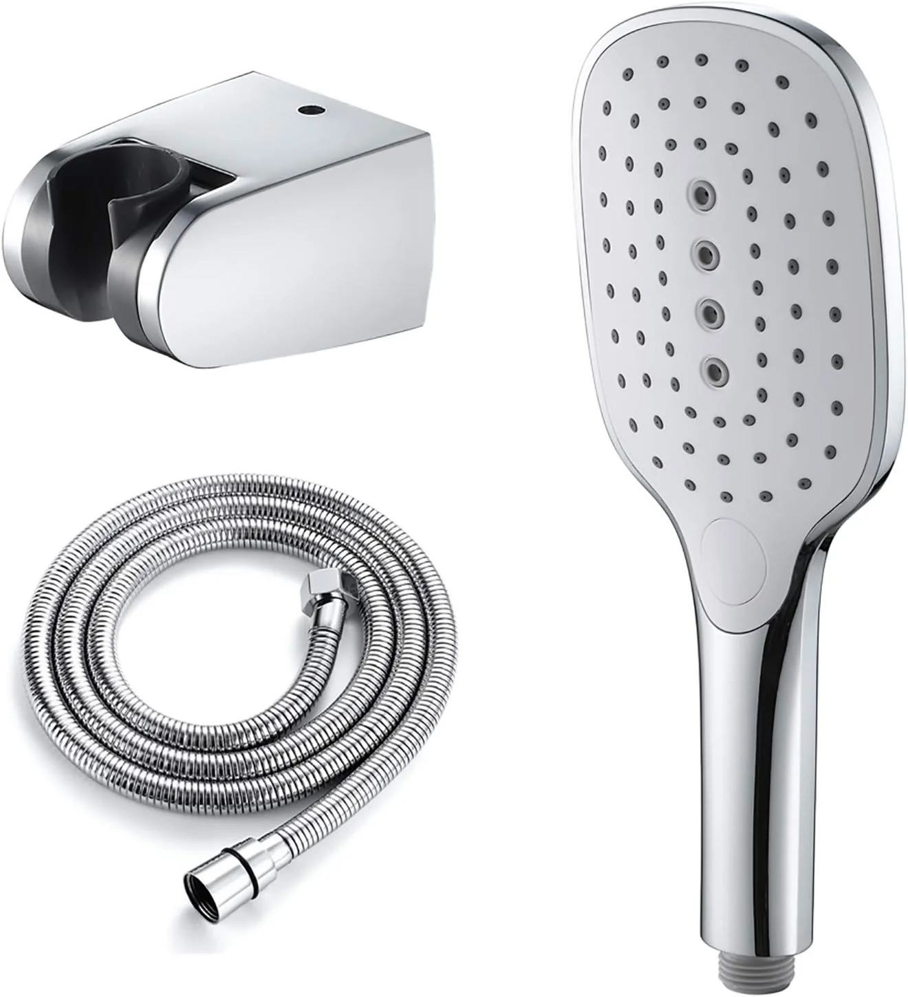 ست سر دوش دستی ABS، سر دوش صرفه جویی در آب با 3 عملکرد، سر دوش دستی فشار قوی با شلنگ 1.5 متری و نگهدارنده، کروم