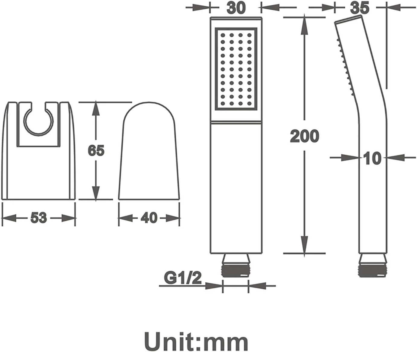 مجموعه سردوش دستی، سردوش برنجی صرفه جویی در آب، سردوش دستی تک حالته بارانی با شلنگ و نگهدارنده، مشکی