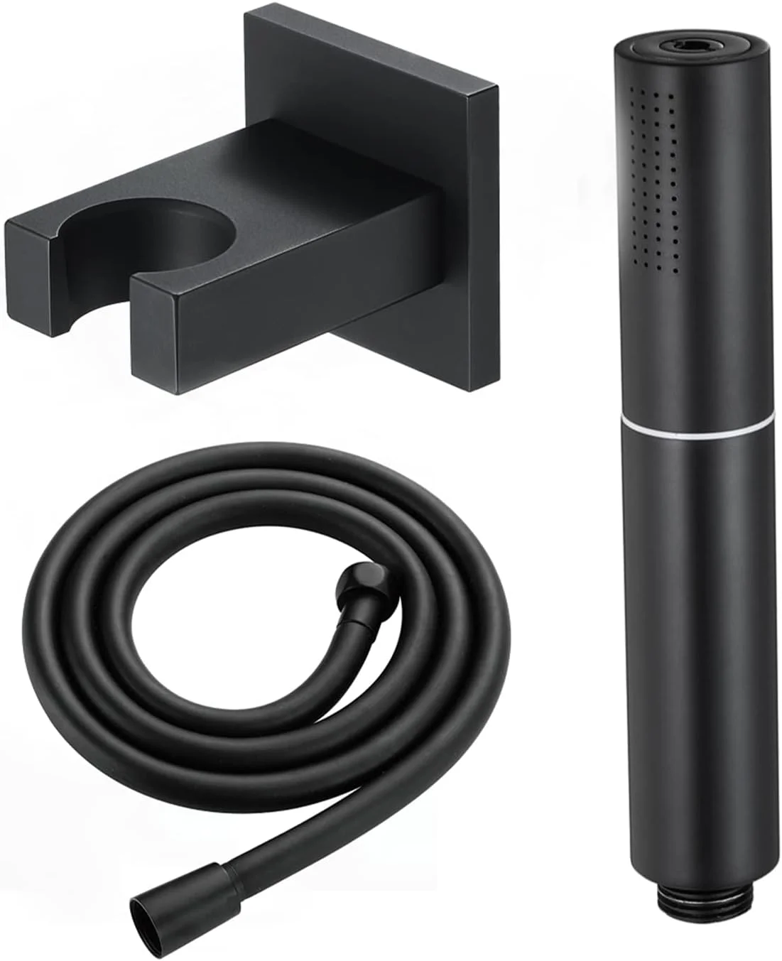 مجموعه سر دوش دستی با 2 حالت، سر دوش فشار قوی 7 اینچی، دوش دستی با جریان بالا به همراه شلنگ و پایه - کروم