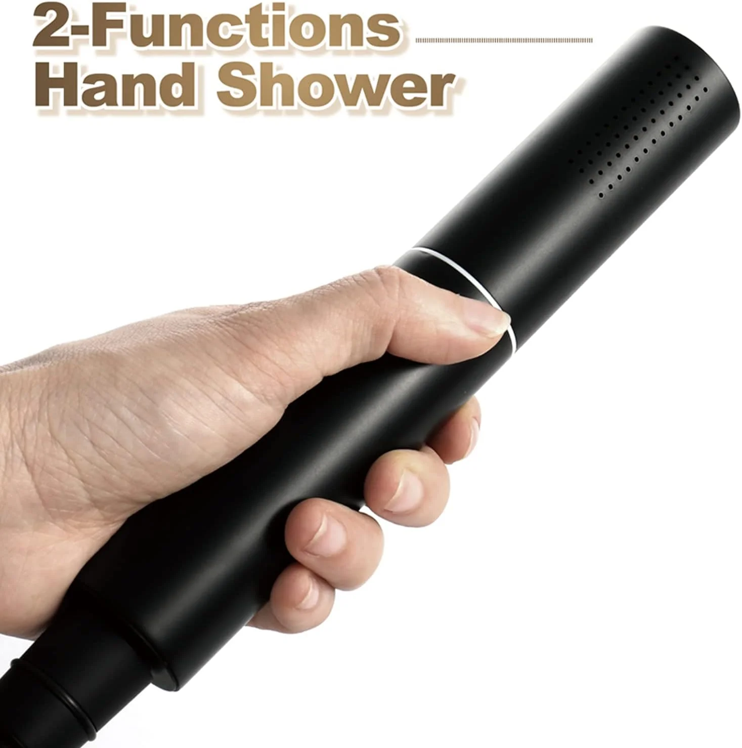 مجموعه سر دوش دستی با 2 حالت، سر دوش فشار قوی 7 اینچی، دوش دستی با جریان بالا به همراه شلنگ و پایه - کروم