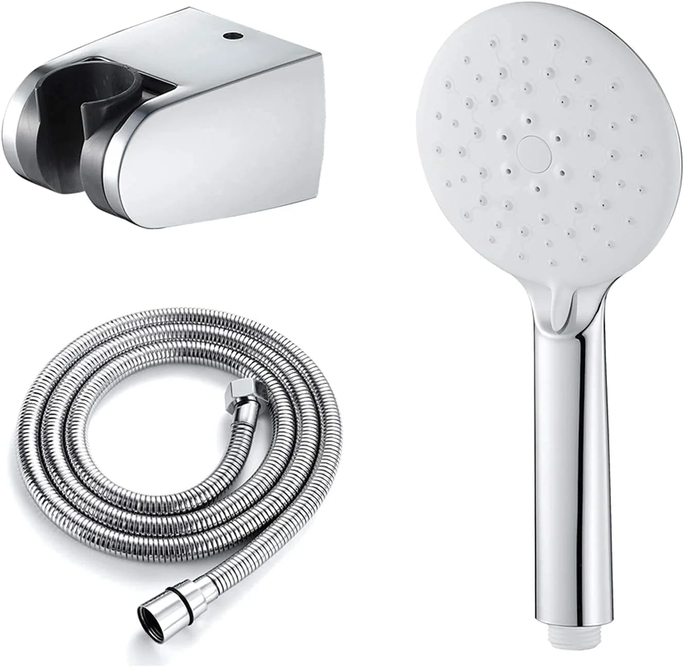 مجموعه سردوش دستی ABS سفید و کروم، سردوش بارانی دستی با 3 حالت اسپری، سردوش ماساژ اسپا، سردوش دستی گرد با شلنگ دوش