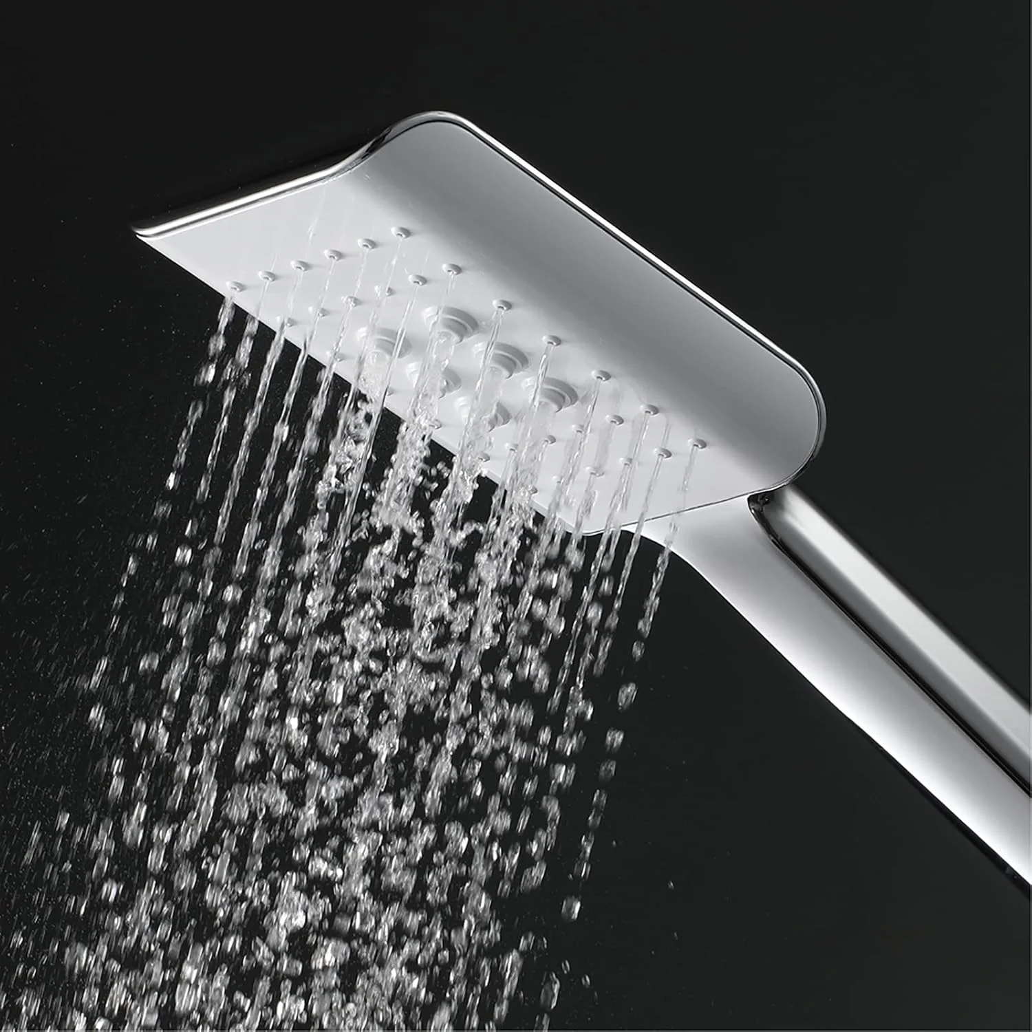 ست سر دوش دستی با شلنگ، سر دوش مربعی ABS صرفه جویی در آب با نگهدارنده برنجی و شلنگ دوش استیل ضد زنگ 1.5 متری، مشکی