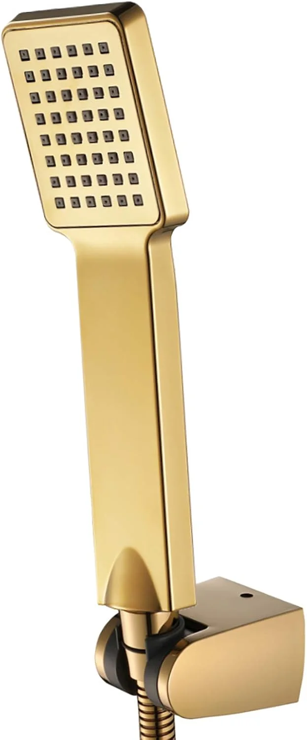 مجموعه سر دوش دستی مربعی ABS با شلنگ استیل 1.5 متری و نگهدارنده ABS، رزگلد