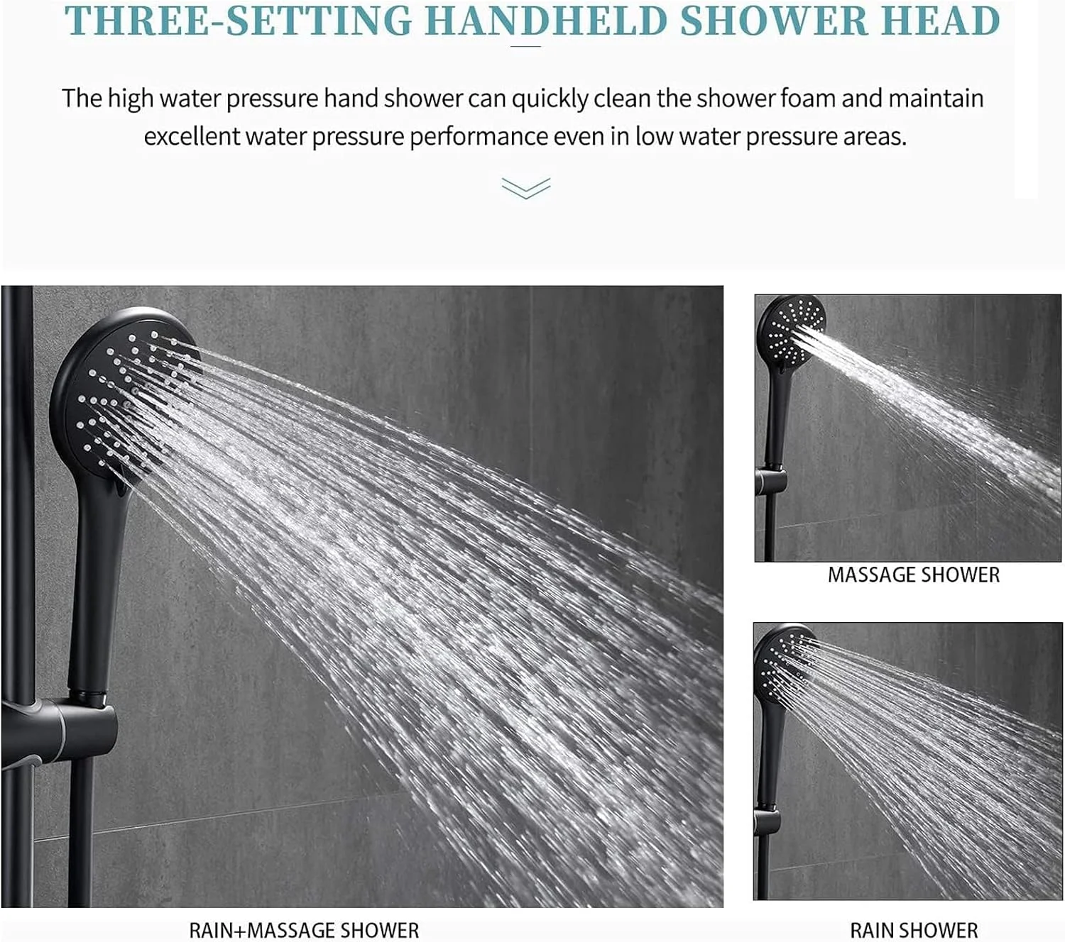 دوش دستی 4.7 اینچی، سردوش با 3 حالت پاشش به همراه شلنگ 1.5 متری و نگهدارنده بدون نیاز به دریل، سردوش قابل تنظیم چند منظوره برای حمام کاروان