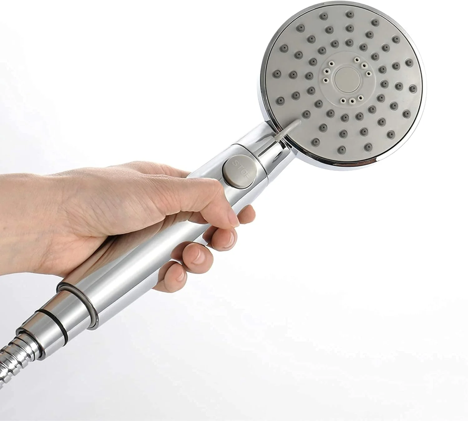 سردوش دستی کروم ABS با 3 حالت اسپری ماساژ و سر دوش گرد سیلیکونی