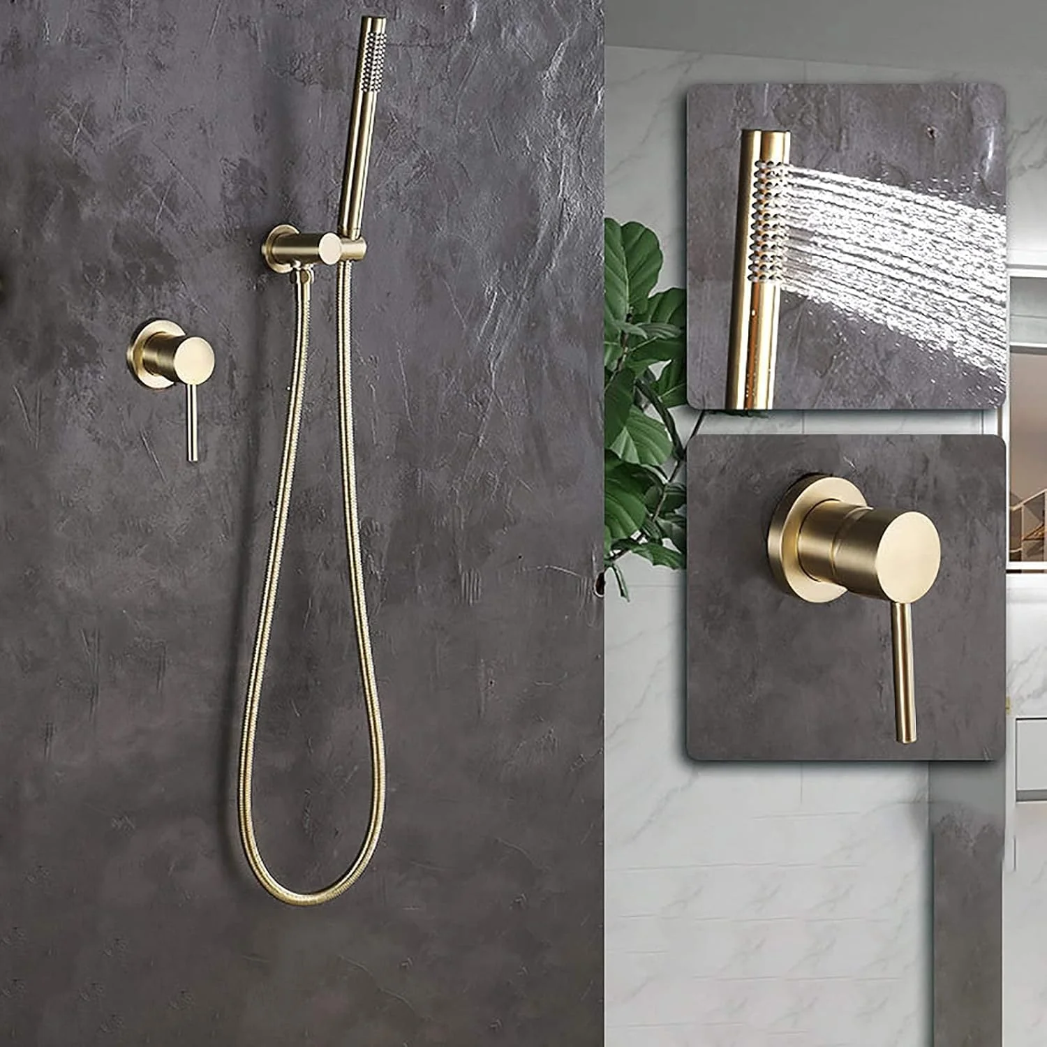 ست دوش دستی با دسته تکی برنجی، سردوش بارانی، سردوش ماساژ اسپا، سردوش دستی گرد با نازل سیلیکونی، شلنگ دوش، طلایی برس خورده، مشکی ست دوش دستی با دسته تکی برنجی، سردوش بارانی، سردوش ماساژ اسپا، سردوش دستی گرد با نازل سیلیکونی، شلنگ دوش، طلایی برس خورده، مشکی