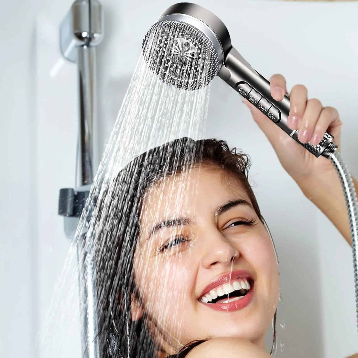 سردوش دستی، سردوش دستی فشار قوی با فیلتر | سردوش فیلتراسیون 4 حالته جایگزین برای حمام، دستشویی، کاروان، آپارتمان، هتل