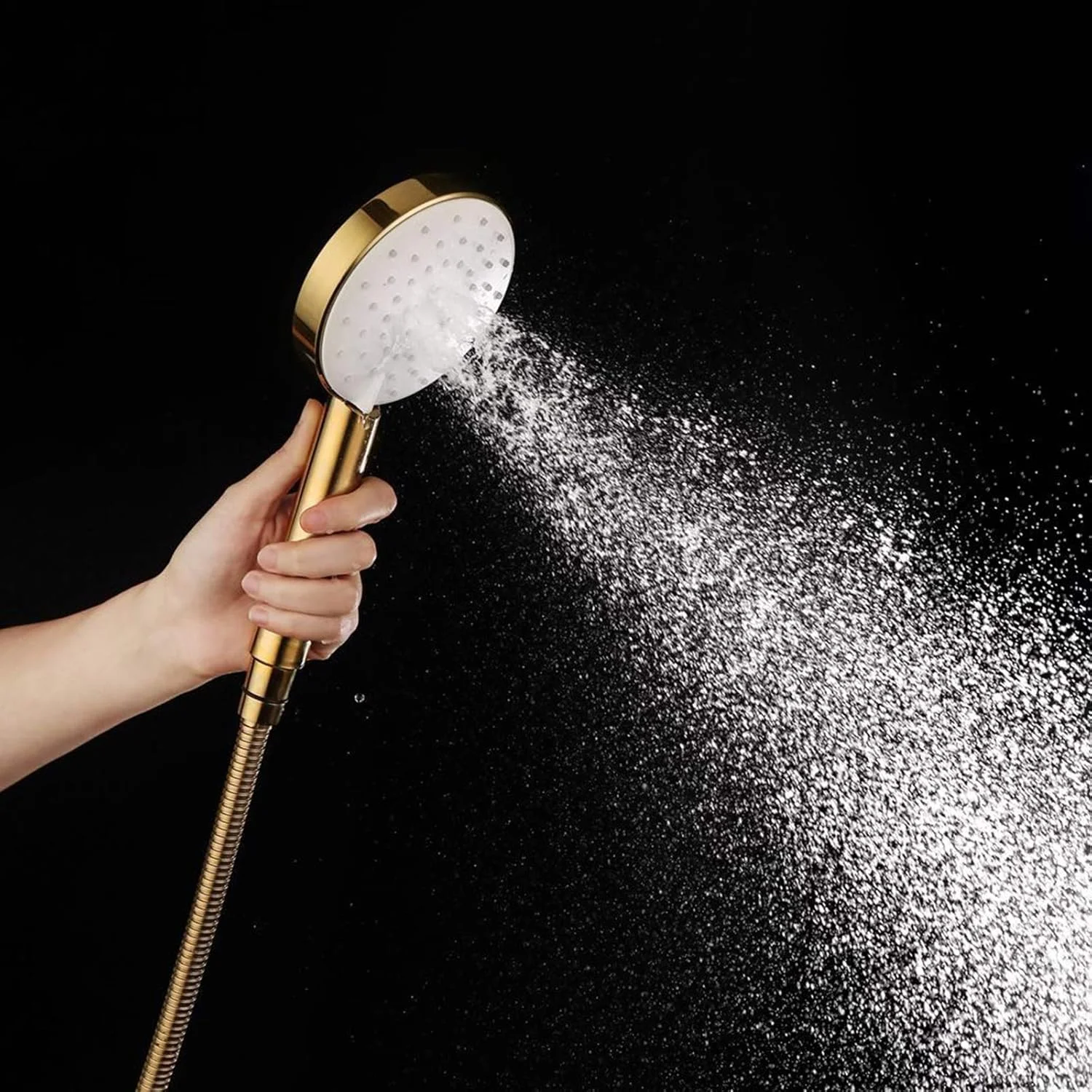 سردوش دستی ABS، سردوش بارانی با 3 حالت پاشش و نازل سیلیکونی - طلایی تیتانیوم