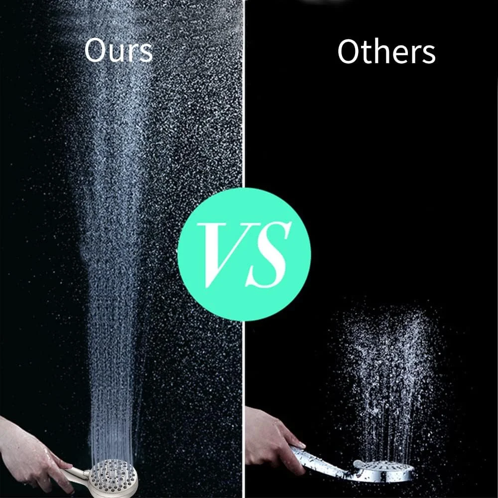 سردوش حمام، سردوش دستی ترکیبی با 5 حالت پاشش، سردوش فشار قوی با شیر سه راهی، شلنگ استیل و نگهدارنده کرومی براق برای حمام