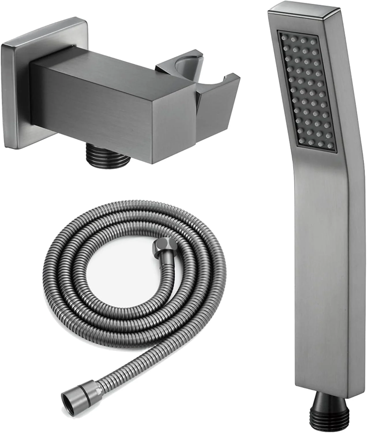 ست دوش دستی با فشار قوی، شامل شلنگ استیل ضد زنگ 304 بسیار بلند و پایه بازویی دوش مسی قابل تنظیم، دوش دستی مسی مناسب حمام