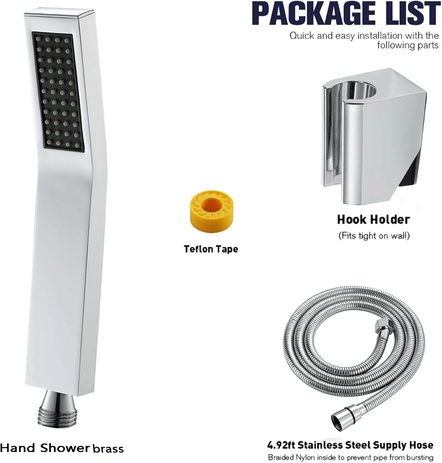 ست دوش دستی با سردوش برنجی، سردوش های دستی یونیورسال با شلنگ 1.5 متری، اسپری دوش دستی فشار قوی با براکت دوش قابل تنظیم