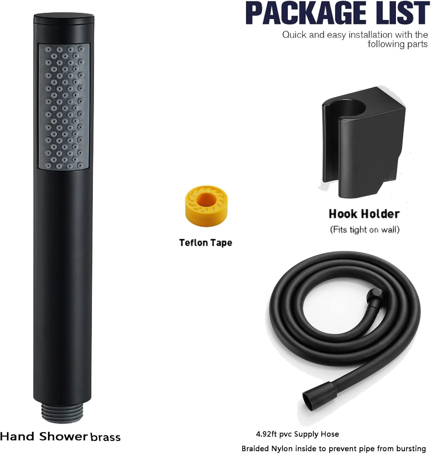 مجموعه سردوش دستی برنجی مشکی، سردوش های دستی یونیورسال با شلنگ 1.5 متری، اسپری سردوش دستی فشار قوی با براکت قابل تنظیم