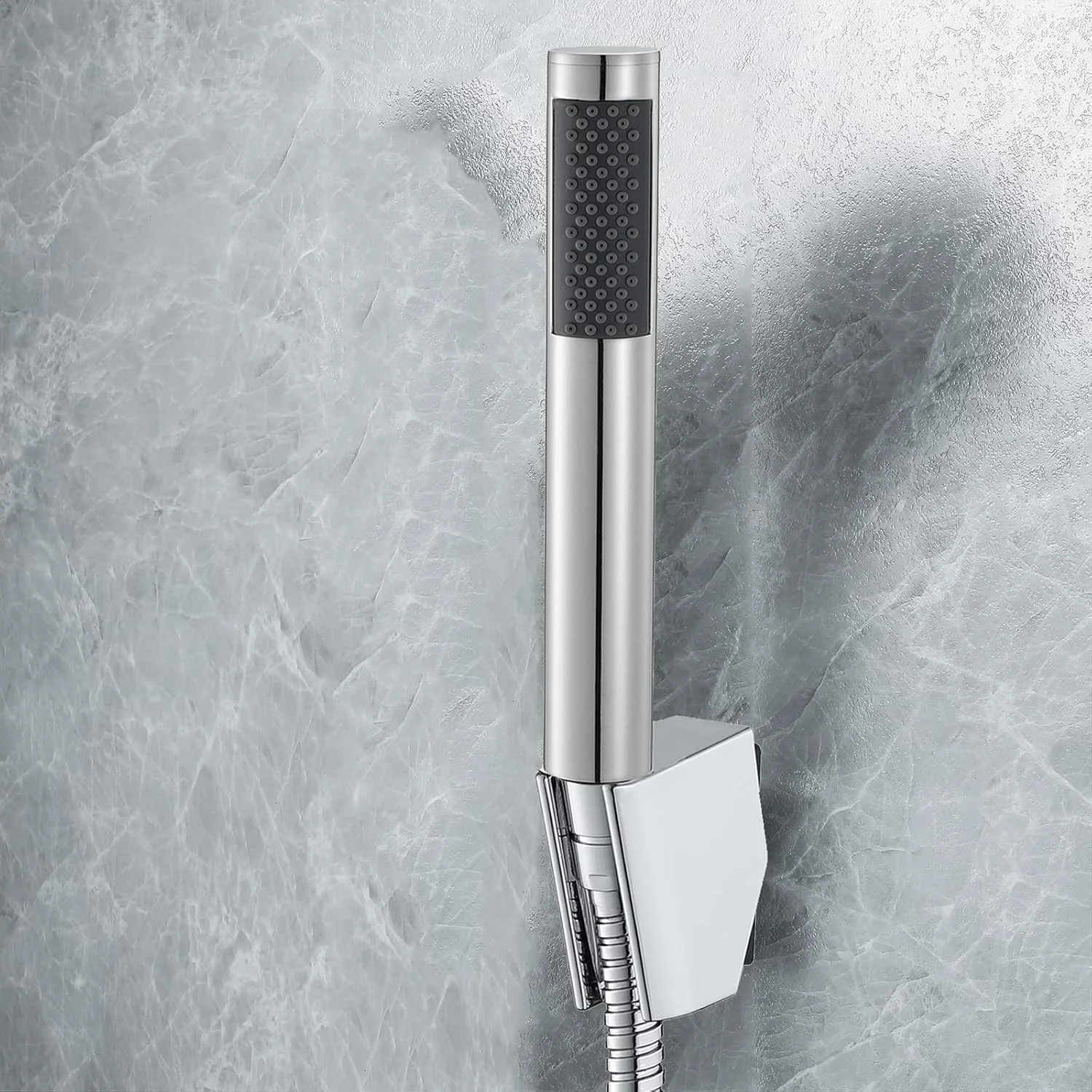 مجموعه سردوش دستی برنجی، سردوش های دستی گرد جهانی با شلنگ 1.5 متری، اسپری سردوش دستی فشار قوی با براکت دوش قابل تنظیم، خاکستری