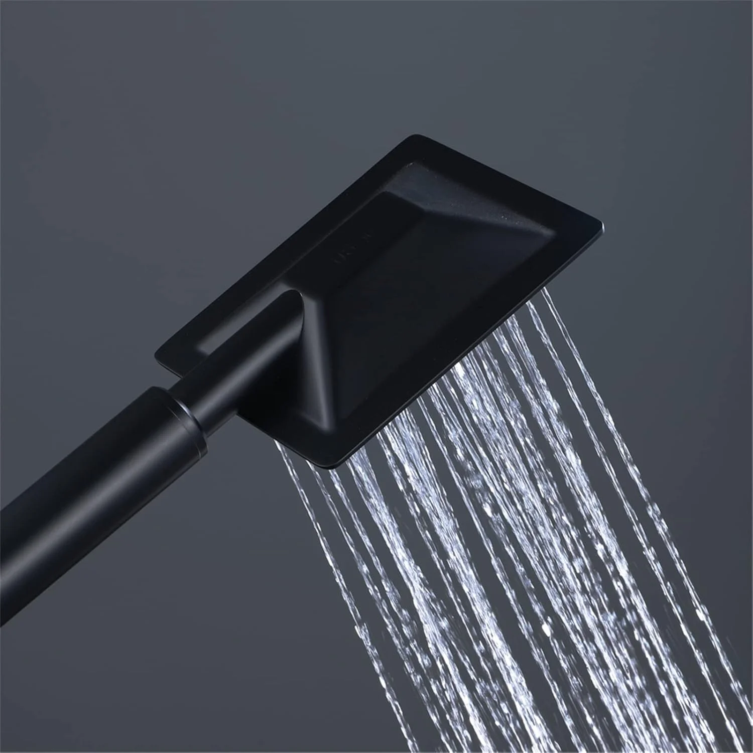 سردوش دستی با خروجی سیلیکونی، سردوش فشار قوی مربع استیل ضد زنگ با شلنگ 1.5 متری و پایه، ست دوش مشکی