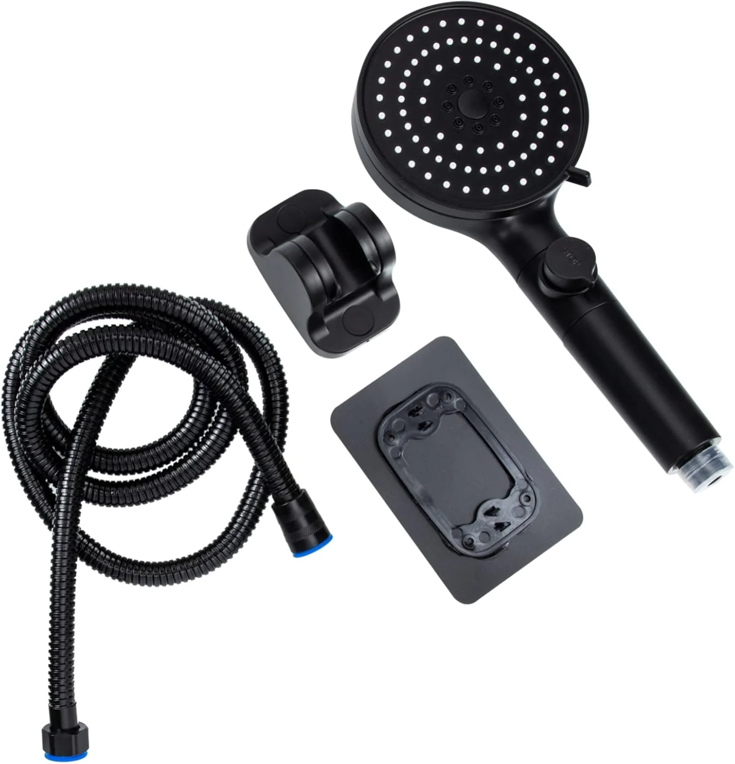 یک ست لباس مشکی، ست اسکراب مشکی، دوش دستی، شلنگ دوش دستی، سر دوش، سر دوش پلاستیکی، نازل سر دوش، سر دوش مناسب، لوازم حمام، نازل دوش، آبپاش