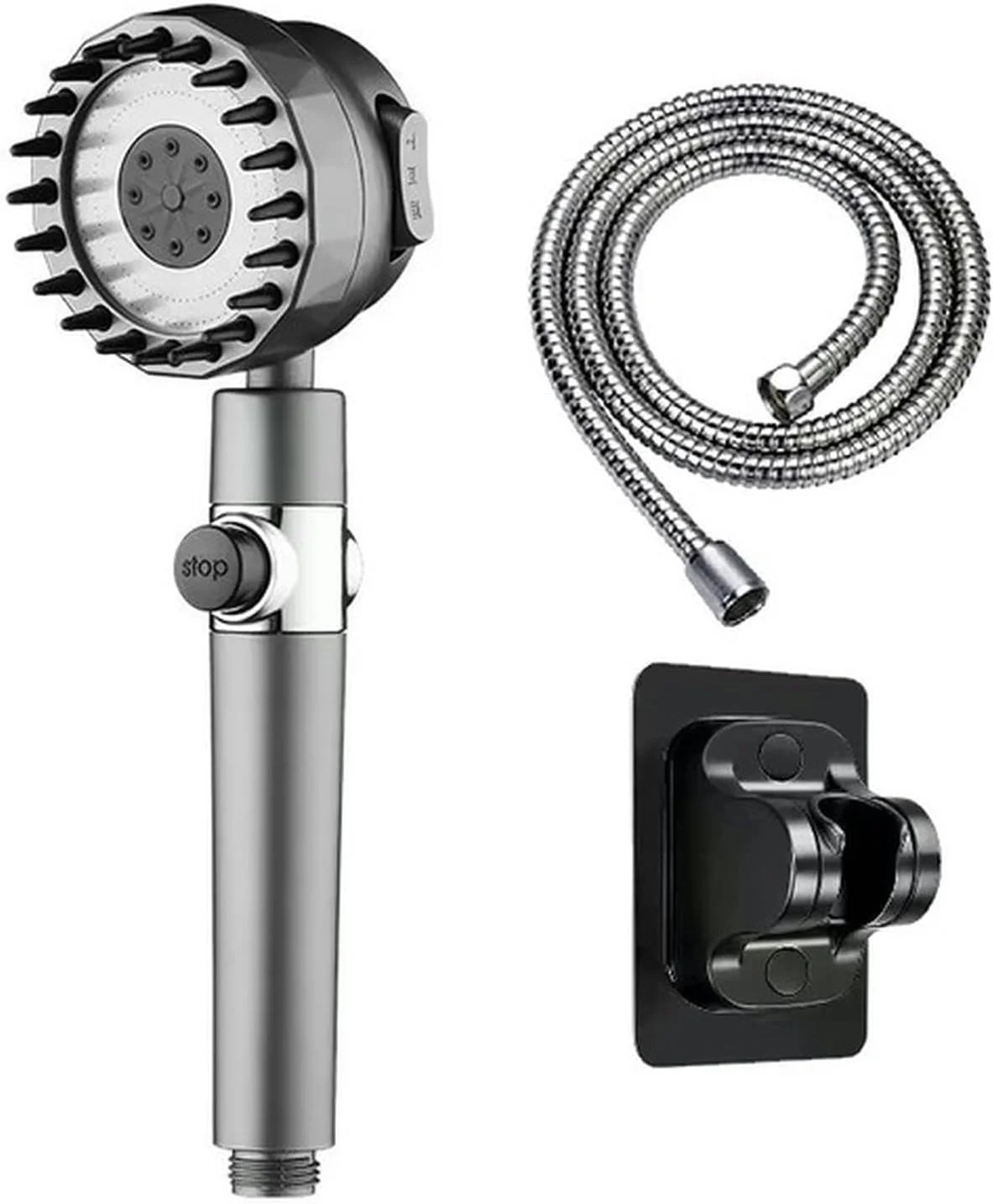 سردوش دستی ماساژور سیلیکونی با فیلتر و 3 حالت پاشش آب، مناسب برای لوازم جانبی حمام