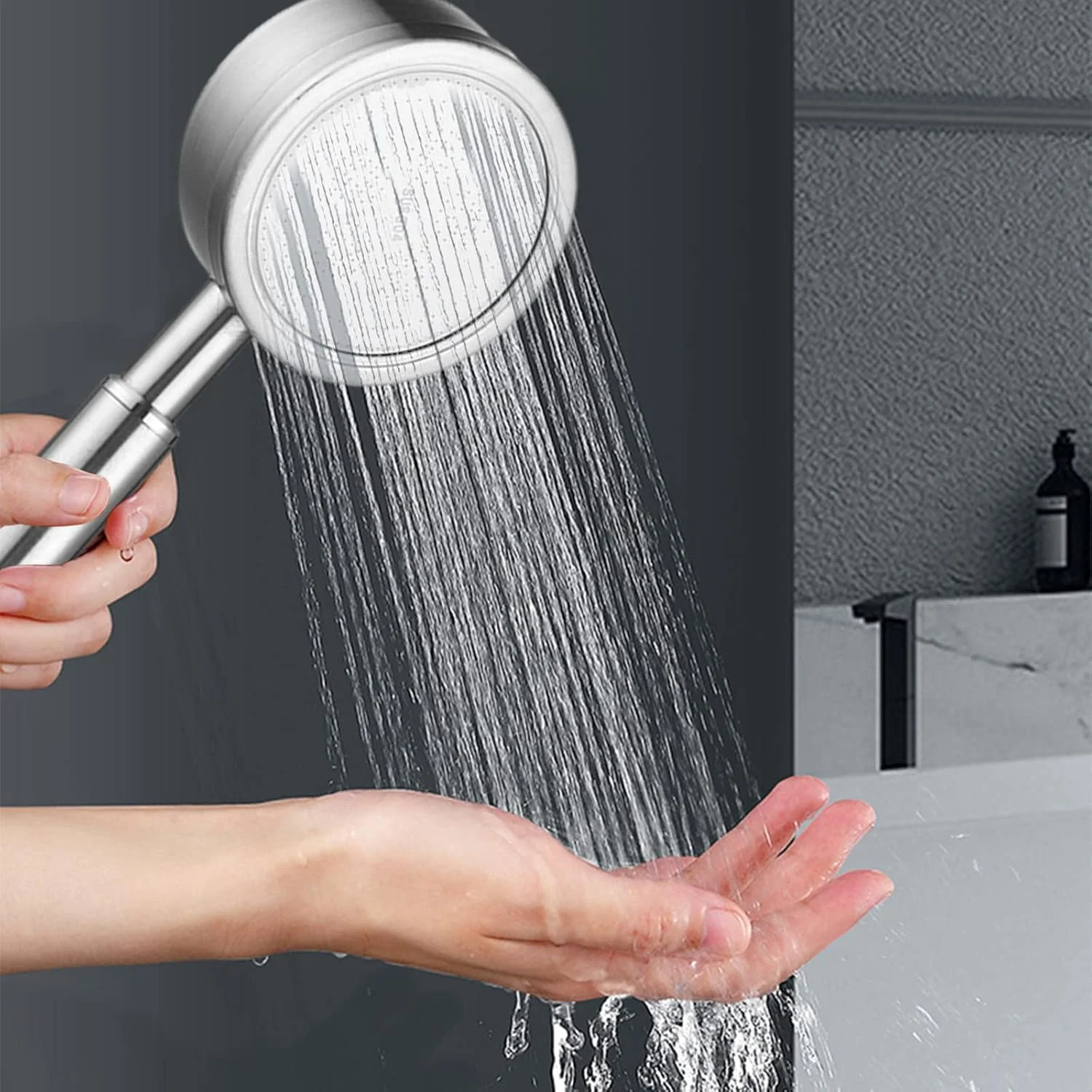 سردوش حمام دستی، سردوش های تحت فشار استیل 304، سردوش فشار قوی برای خانه، باشگاه، هتل، دوش های جریان بالا/پایین (نقره ای)