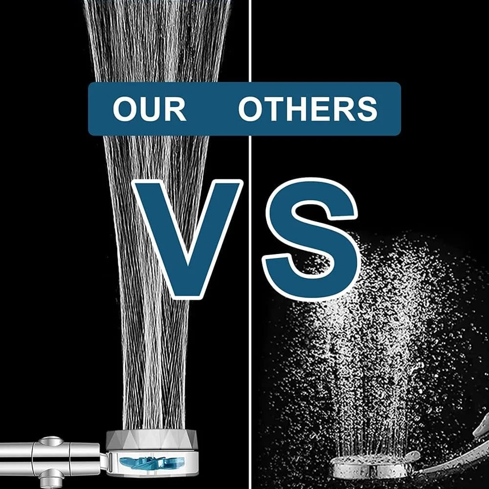 دوش دستی توربو شارژ با پروانه - سر دوش چرخشی توربو با پروانه - سر دوش فن توربو با فیلتر و دکمه توقف، نصب آسان با چرخش 360 درجه (طلایی، 2 عدد)