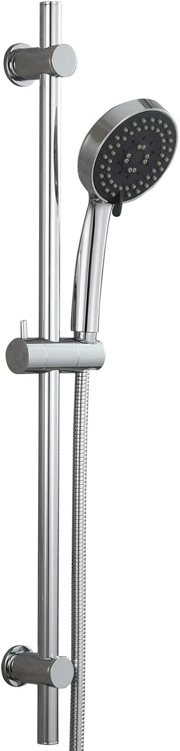 ست دوش دستی با میله لغزنده 66 سانتی‌متری و شلنگ 150 سانتی‌متری، دوش دیواری، 5 حالت عملکرد، سر دوش دستی با نگهدارنده چرخشی، کروم