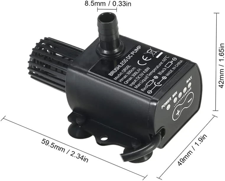 پمپ آب شناور Decdeal با قابلیت تنظیم جریان و رابط USB، DC 5V 4.8W 300L/H ارتفاع 300cm