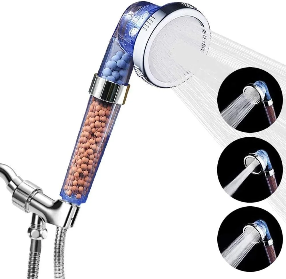 سردوش حمام HAYQ با فیلتر یونی، فشار قوی، صرفه جویی در آب، دارای 3 حالت پاشش، سردوش دستی (رنگ: سفید)