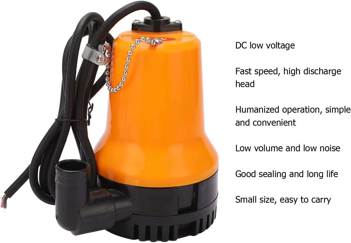 پمپ آب شناور، ورودی آب 25 میلی‌متری 50 واتی، ارتفاع تخلیه 5 متری، پمپ آب شناور پلاستیکی PED مسی، پمپ پره‌ای مقاوم در برابر ضربه برای پمپاژ آب، آبیاری باغ، شستشوی خودرو (24 ولت)