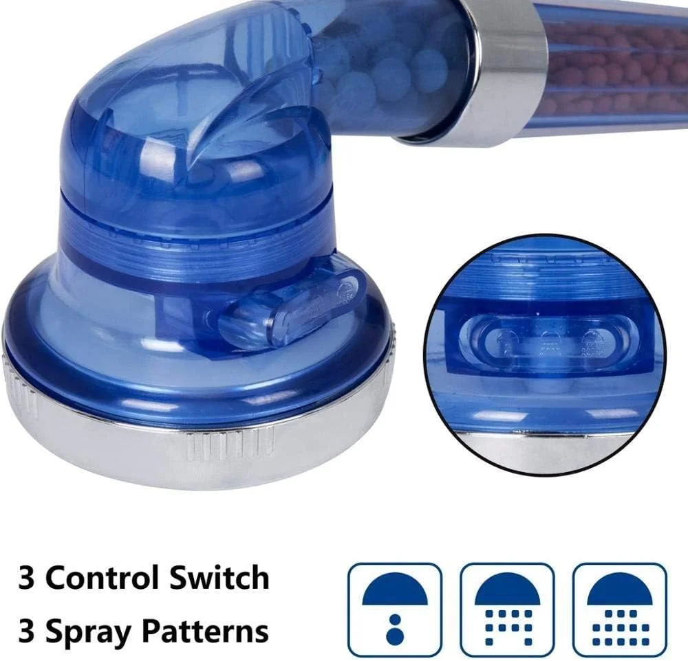 سردوش حمام HAYQ با فیلتر یونی، فشار قوی، صرفه جویی در آب، دارای 3 حالت پاشش، سردوش دستی (رنگ: سفید)