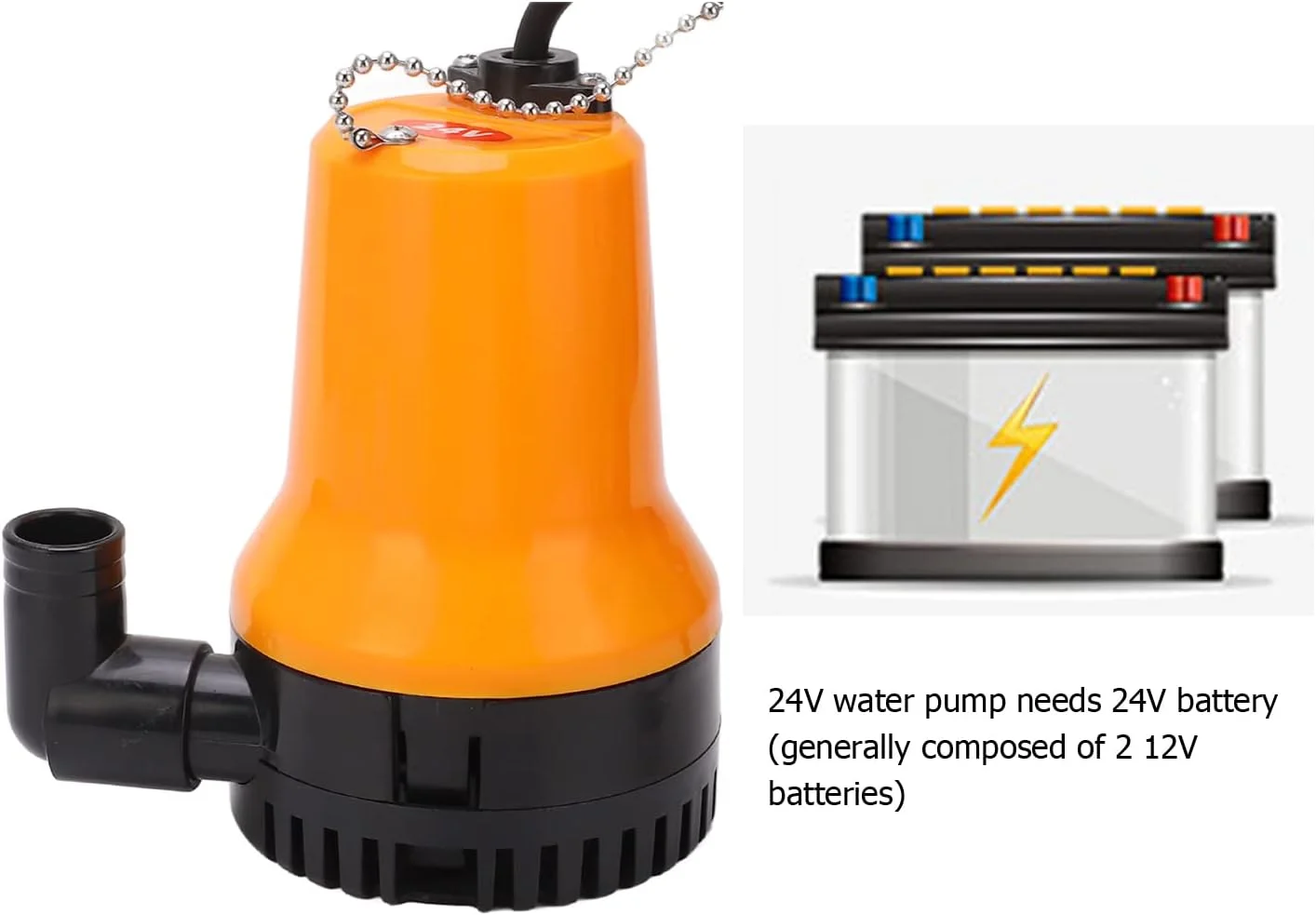 پمپ آب شناور، ورودی آب 25 میلی‌متری 50 واتی، ارتفاع تخلیه 5 متری، پمپ آب شناور پلاستیکی PED مسی، پمپ پره‌ای مقاوم در برابر ضربه برای پمپاژ آب، آبیاری باغ، شستشوی خودرو (24 ولت)