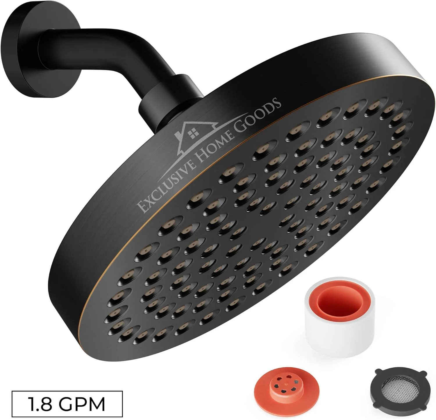 سردوش حمام لوکس Heatsistence - جت های سردوش با فشار بالا، سردوش بارانی با نازل های سیلیکونی ضد گرفتگی (6.8 لیتر در دقیقه، برنز روغنی)