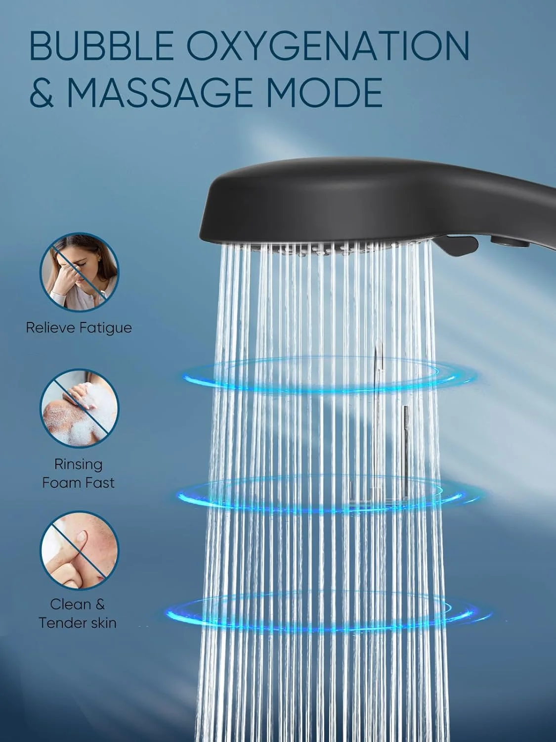 سردوش حمام 12 حالته هیملی به همراه گوشی دستی، دارای دکمه روشن/خاموش برای حمام سگ و حیوانات خانگی، ست سردوش حمام فشار قوی به همراه شلنگ، پایه قابل تنظیم و واشرهای لاستیکی - مشکی - طراحی ثبت شده در آمریکا