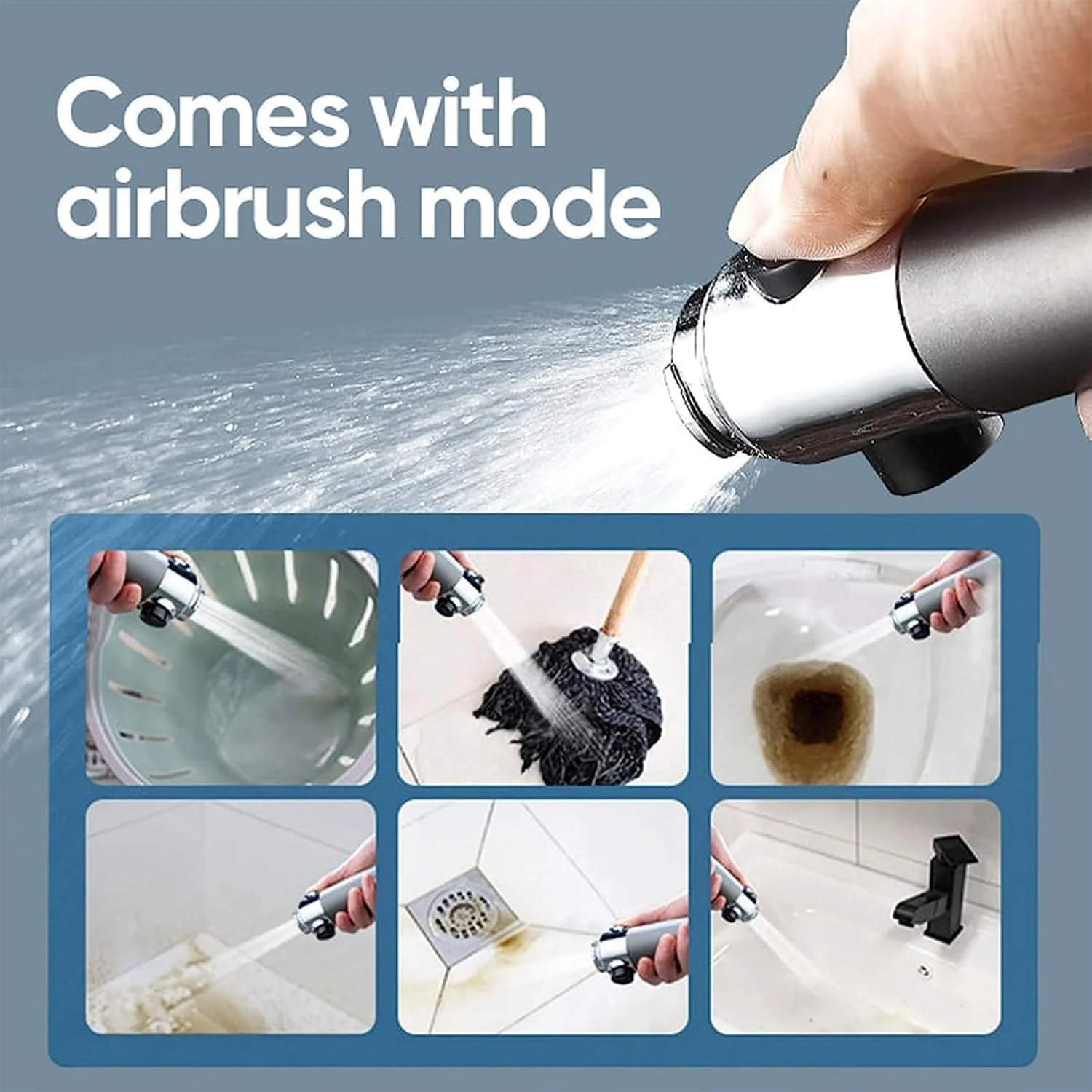 سردوش دستی فشار قوی | دارای 3 حالت اسپری قابل تنظیم با فیلتر | برس ماساژ برای مراقبت از پوست | سردوش با فشار آب کم با کلید روشن/خاموش | لوازم جانبی حمام با شلنگ 1.5 متری