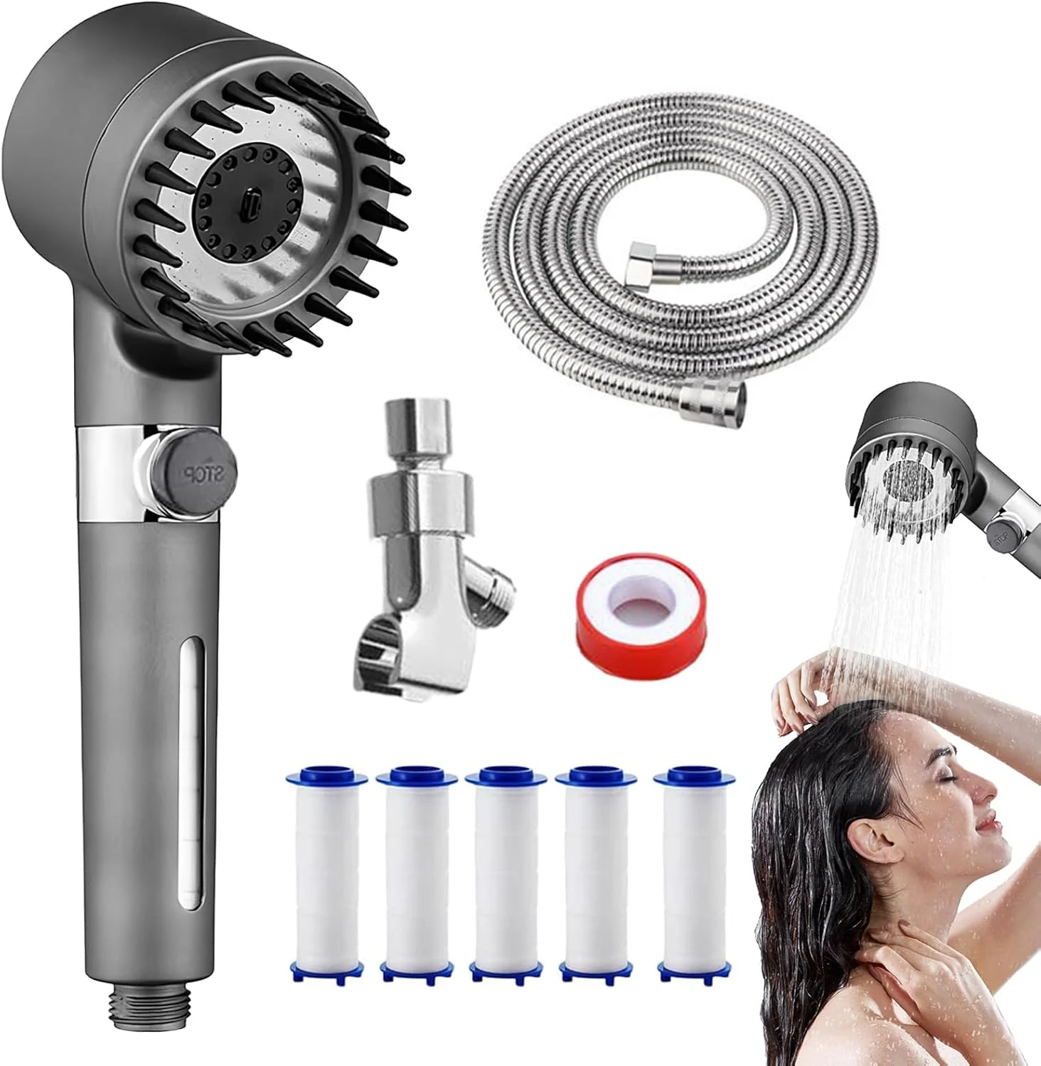 سری دوش فشار قوی | سر دوش دستی فشار قوی، اسپری سر دوش دستی قابل تنظیم برای استفاده در هتل، خوابگاه، آپارتمان