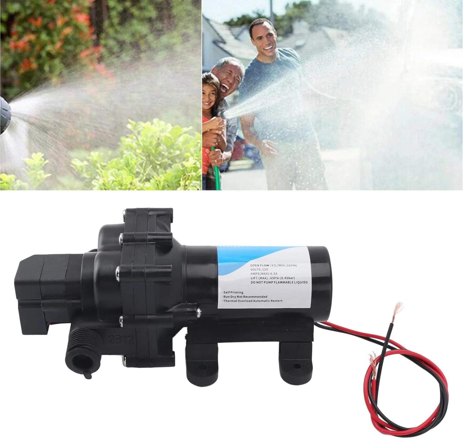 پمپ انتقال آب 12 ولت DC، پمپ دیافراگمی برقی خود مکش برای خودروهای RV، قایق های دریایی با عملکرد مه پاشی