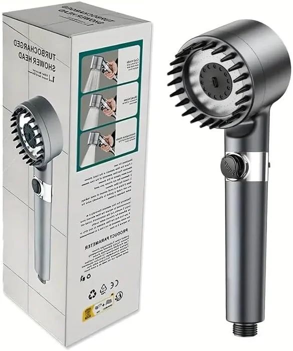 سردوش توربوشارژ پرفشار - سردوش دستی با فیلتر داخلی تقویت کننده، طراحی صرفه جویی در آب برای تجربه دوش قدرتمند، نصب آسان لوازم حمام