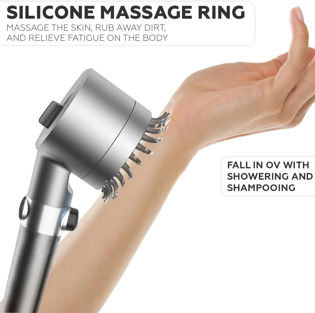 سردوش توربوشارژ پرفشار - سردوش دستی با فیلتر داخلی تقویت کننده، طراحی صرفه جویی در آب برای تجربه دوش قدرتمند، نصب آسان لوازم حمام