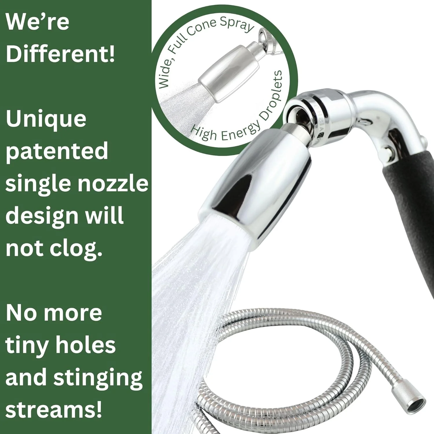 سردوش دستی فلزی های سیرا با دستگیره ضد لغزش و شلنگ تمام فلزی 183 سانتی متری با جریان 5.7 لیتر در دقیقه