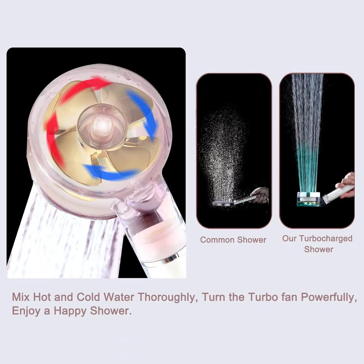 سردوش حمام LED تغییر رنگ با دما، توربو شارژ و فشار قوی، 5 حالت اسپری، با پروانه و فشار بالا، دارای دکمه توقف و فیلتر سردوش حمام LED تغییر رنگ با دما، توربو شارژ و فشار قوی، 5 حالت اسپری، با پروانه و فشار بالا، دارای دکمه توقف و فیلتر