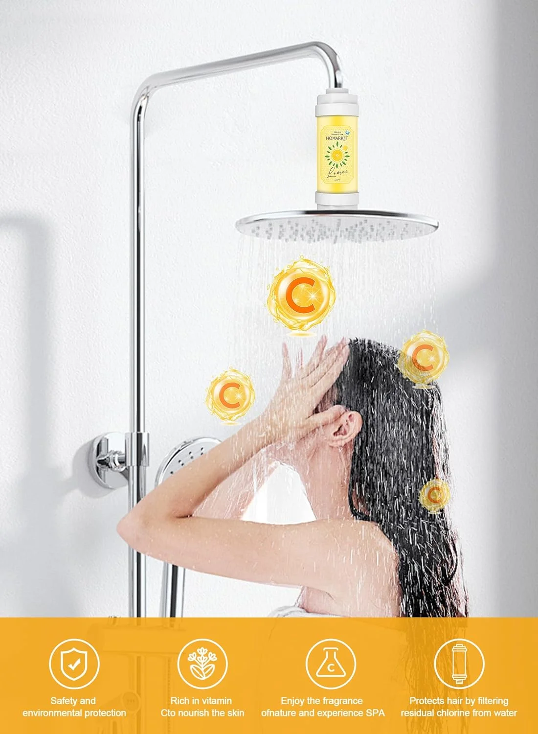 سردوش دستی فشار قوی Homarket، دارای 7 حالت، با قابلیت شستشوی قوی برای تمیز کردن وان، کاشی و حیوانات خانگی، ABS + فناوری آبکاری (مشکی، مجموعه 1 عددی)