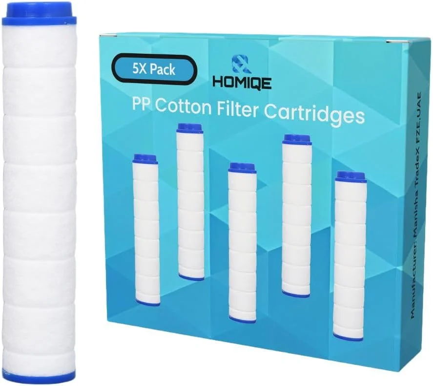 کارتریج های فیلتر جایگزین دوش HOMIQE - بسته 5 عددی | فیلترهای پرفشار برای سر دوش HOMIQE | کاهش کلر، ریزش مو و سختی آب | بهبود سلامت پوست و مو | فیلتر دوش