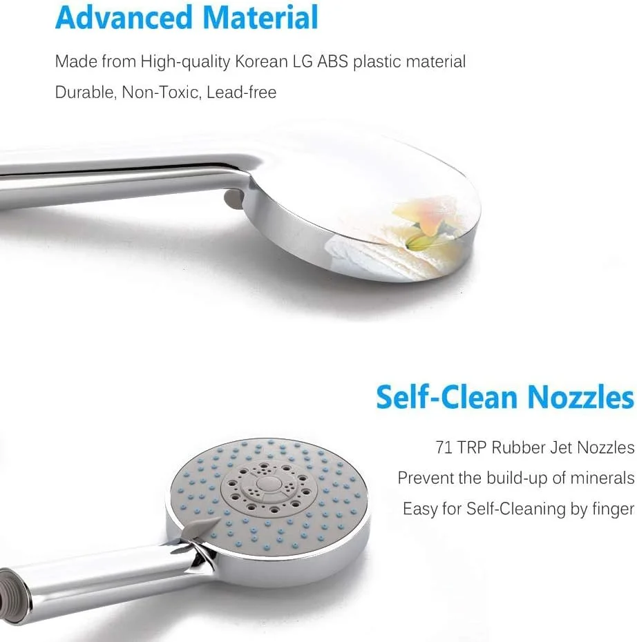 سردوش دستی هومی استایل با فشار قوی، 4.5 اینچ، دارای 5 حالت پاشش و حالت صرفه جویی در آب - نقره ای سردوش دستی هومی استایل با فشار قوی، 4.5 اینچ، دارای 5 حالت پاشش و حالت صرفه جویی در آب - نقره ای