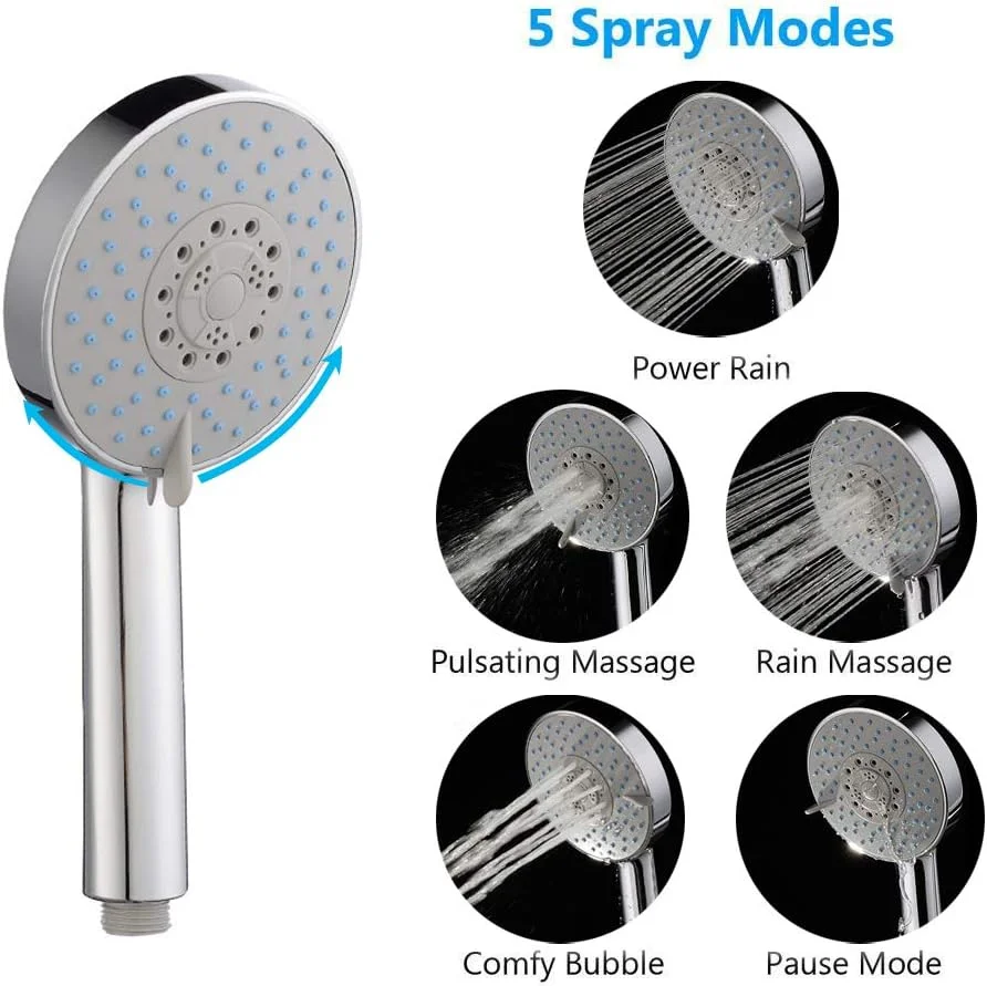 سردوش دستی هومی استایل با فشار قوی، 4.5 اینچ، دارای 5 حالت پاشش و حالت صرفه جویی در آب - نقره ای سردوش دستی هومی استایل با فشار قوی، 4.5 اینچ، دارای 5 حالت پاشش و حالت صرفه جویی در آب - نقره ای