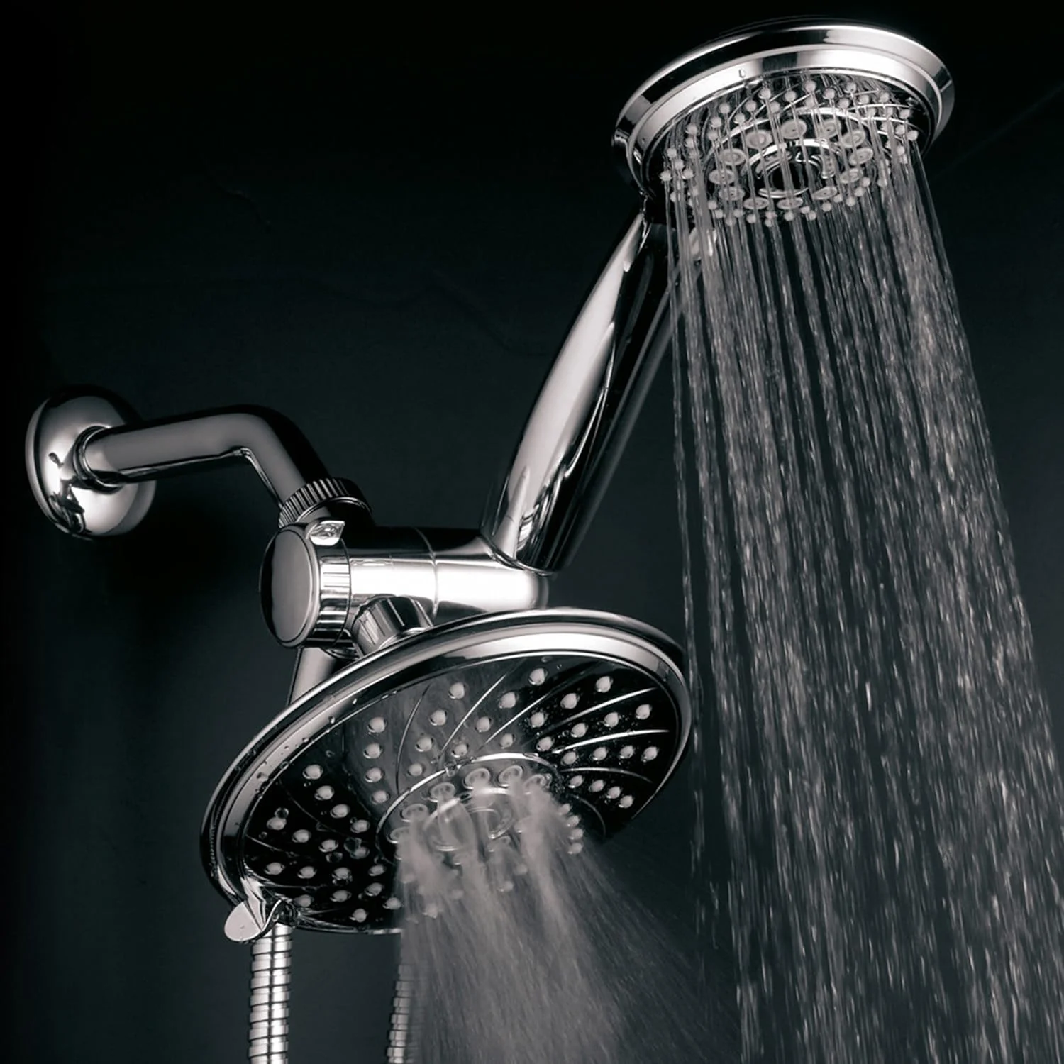 هتل اسپا دوش دستی و سردوش بارانی 6 اینچی - سیستم دوش دوگانه 2 در 1 با فشار بالا و 30 عملکرد به همراه شلنگ استیل ضد زنگ، تغییر دهنده آب 3 طرفه ثبت شده، روکش کروم