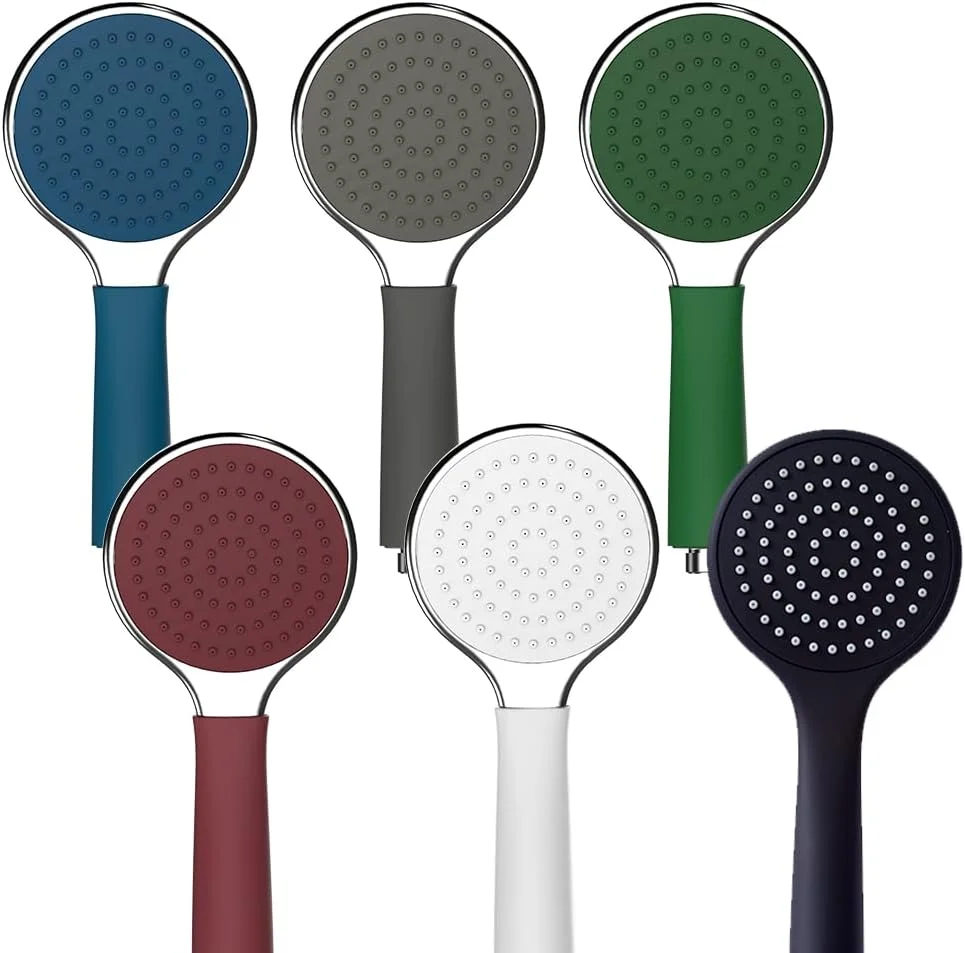 سردوش دستی پهن و رنگارنگ HSI با دسته سیلیکونی، 6 رنگ (آبی تیره)