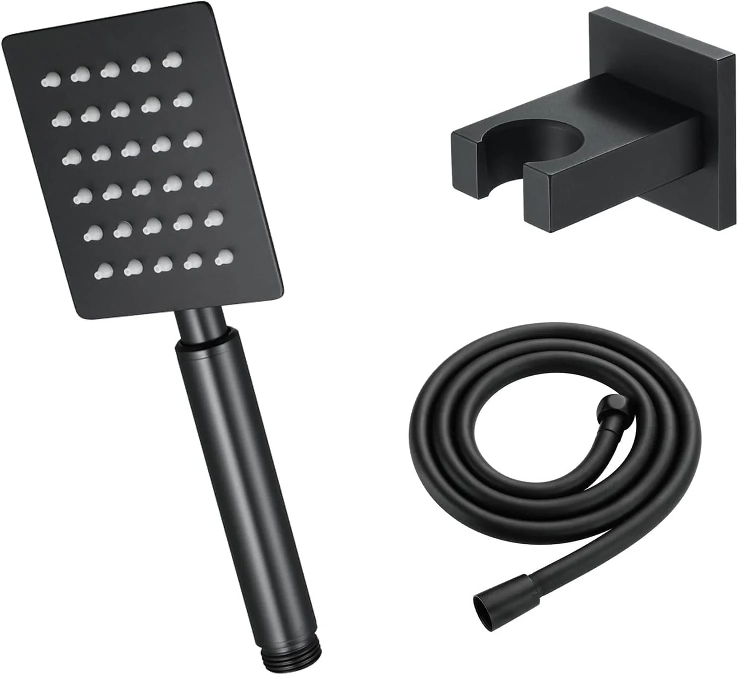 سردوش دستی مشکی HXSMK، سردوش دستی ضد رسوب و صرفه جویی در آب، سردوش دستی استیل ضد زنگ با نگهدارنده برنجی و شلنگ 1.5 متری