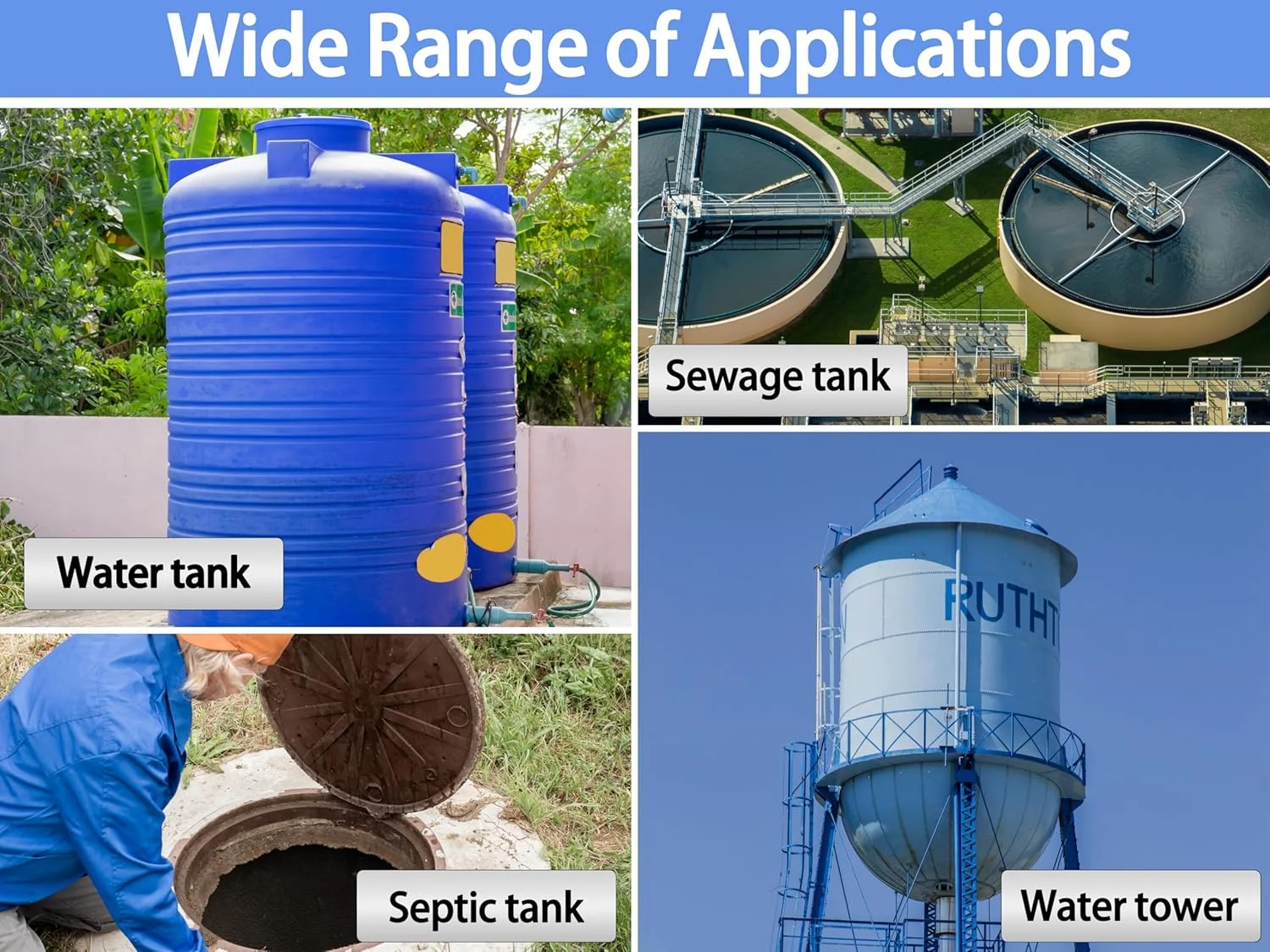 آلارم پمپ سامپ با پنل کنترل پمپ، آلارم سطح آب بالا با صدای 110DB، چراغ آلارم داخلی/خارجی برای سامپ، پمپ سپتیک، حوض و مخزن آب آلارم پمپ سامپ با پنل کنترل پمپ، آلارم سطح آب بالا با صدای 110DB، چراغ آلارم داخلی/خارجی برای سامپ، پمپ سپتیک، حوض و مخزن آب