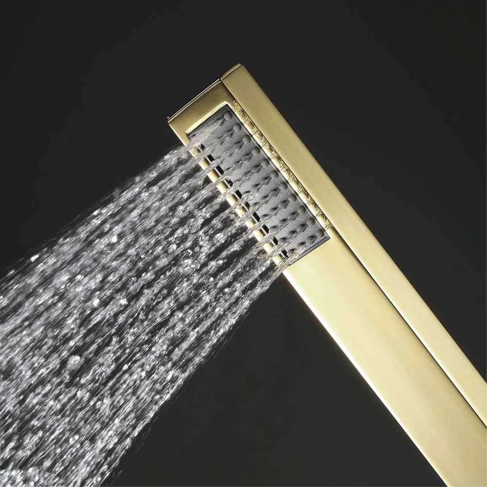 سردوش دستی HZGLPX HXSMK، لوازم جانبی حمام برنجی مربعی، 3 رنگ، طلایی