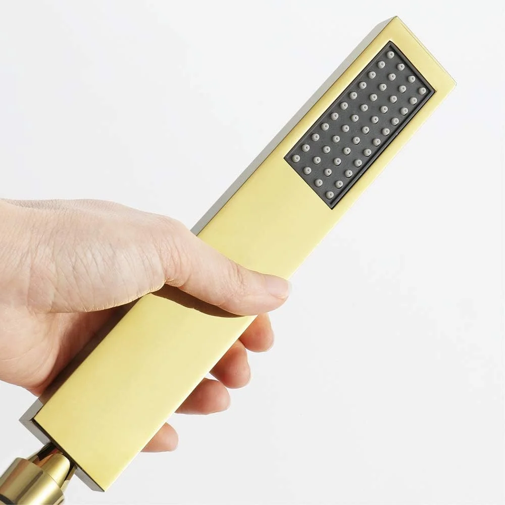 سردوش دستی HZGLPX HXSMK، لوازم جانبی حمام برنجی مربعی، 3 رنگ، طلایی